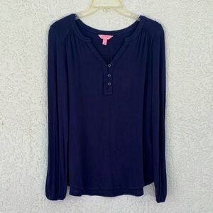 Lilly Pulitzer Navy Long Sleeve Blouse size S